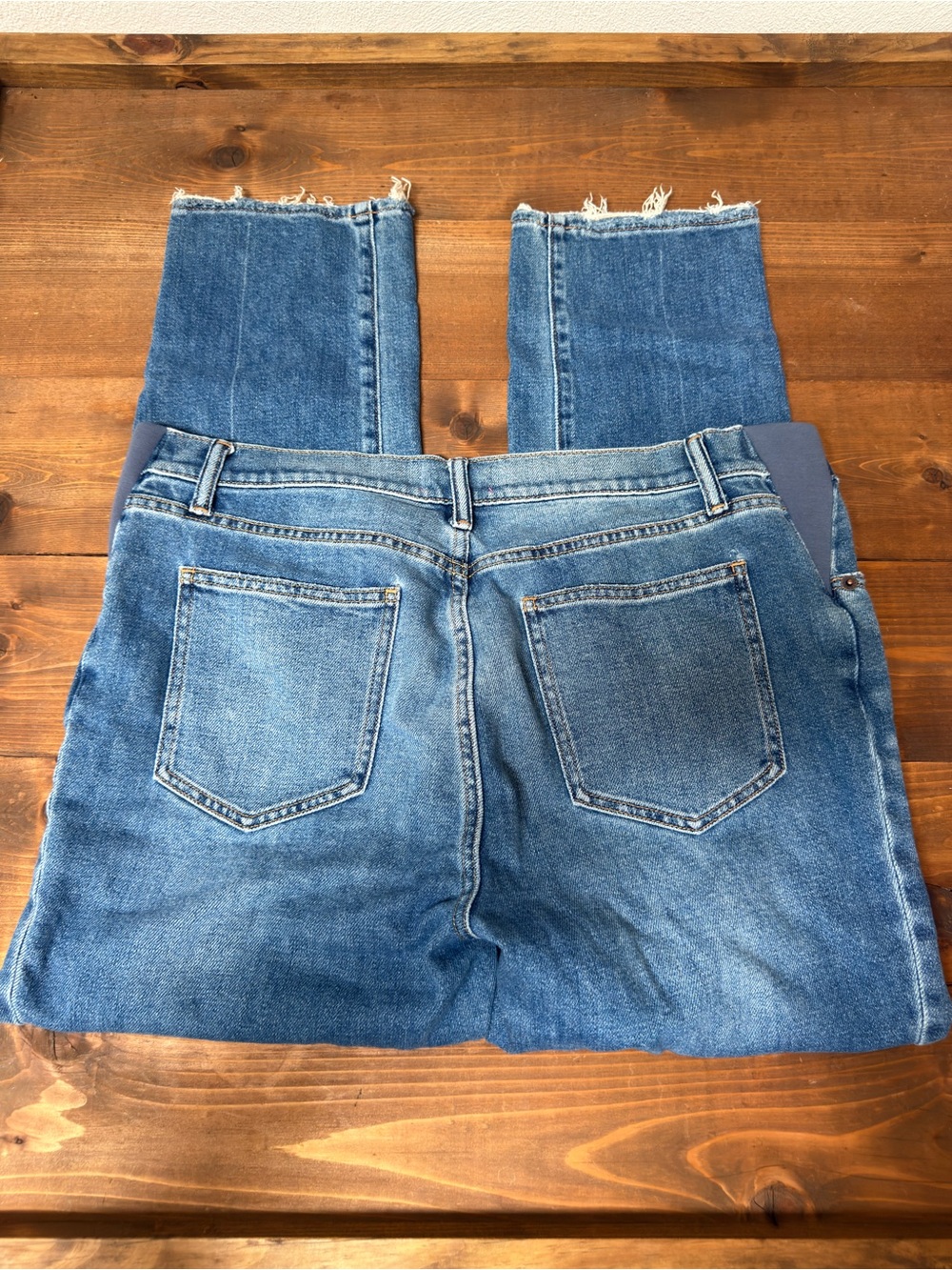 Hatch Straight Leg Medium Wash Maternity Denim Jeans - Picture 6 of 11